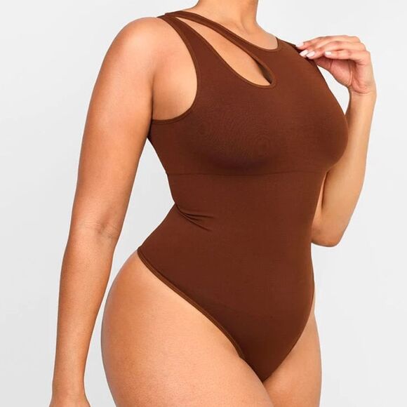 Shapellx PowerConceal™ Eco-Chic Cut Out Bodysuit Brown M/L Nwt - Picture 3 of 7